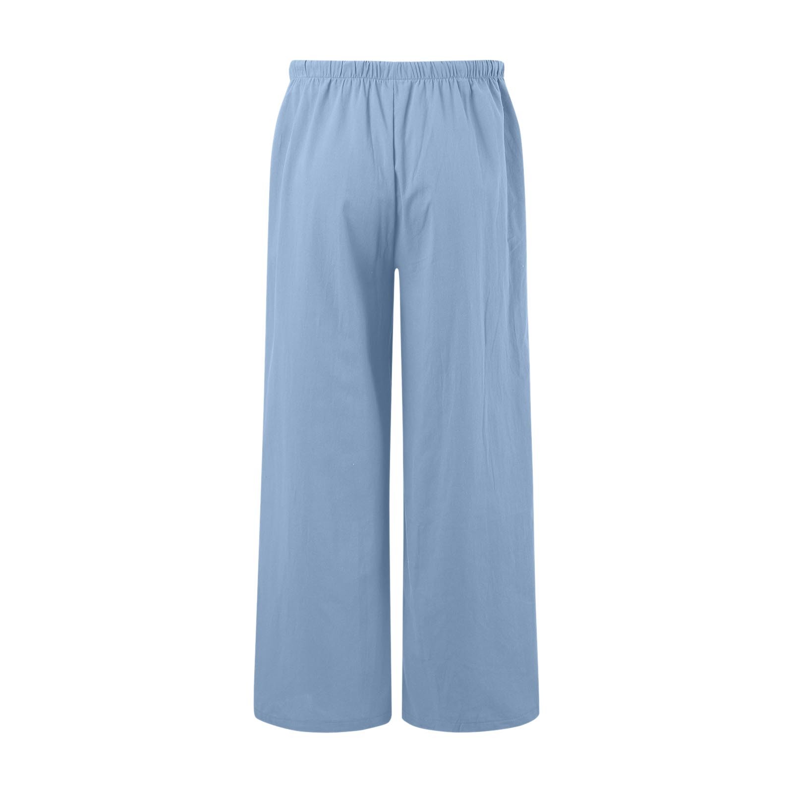 thumbnail image 5 of Pantalones palazzo de lino para mujer: cintura alta, cordón, pernera ancha, playa/casual, tallas S-XXXL, 5 of 5